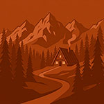 secluded mountain lodge illustration